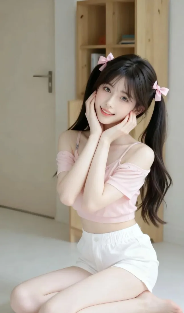 双马尾美女手机壁纸｜居家背景图 - 甜美少女「哲风壁纸」
