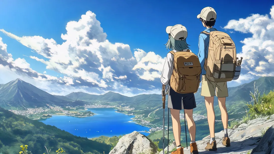 4k动漫登山人物壁纸｜自然风景 - 治愈旅行「哲风壁纸」