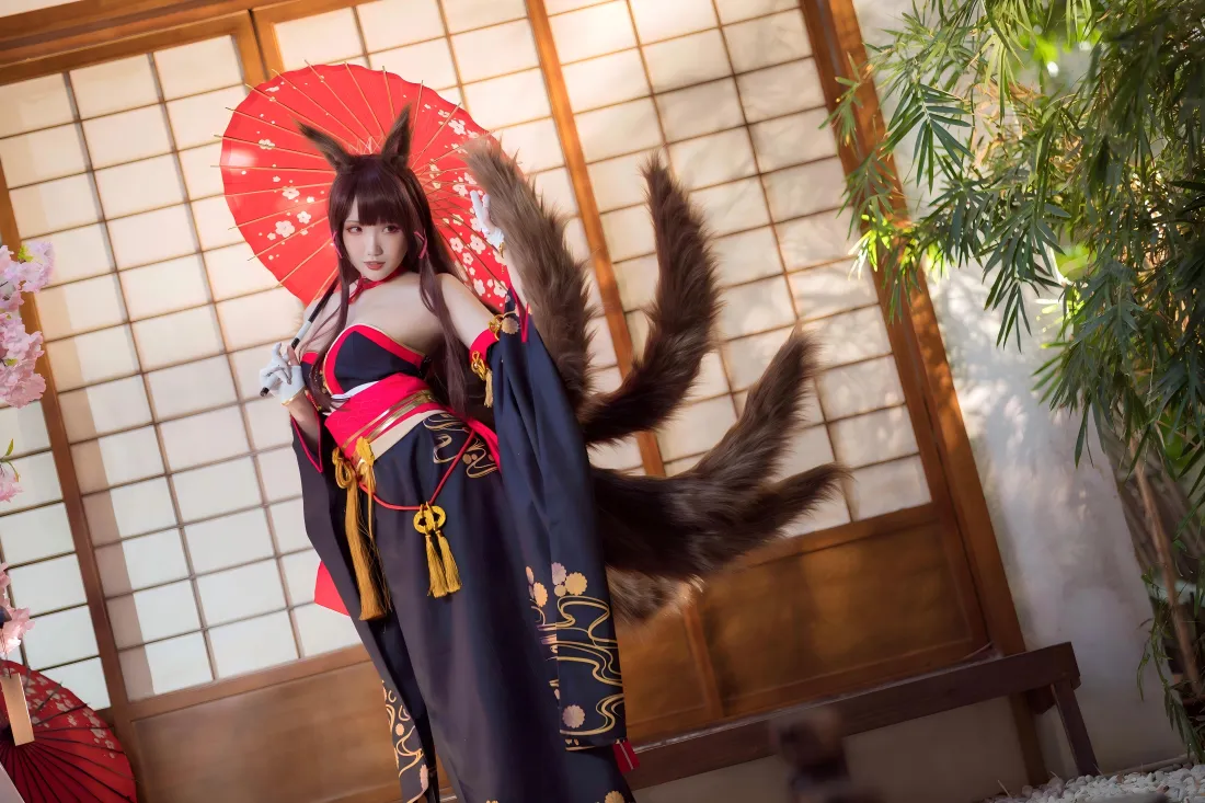 8k兽耳美女cos壁纸｜日式背景图片 - 多尾和服「哲风壁纸」