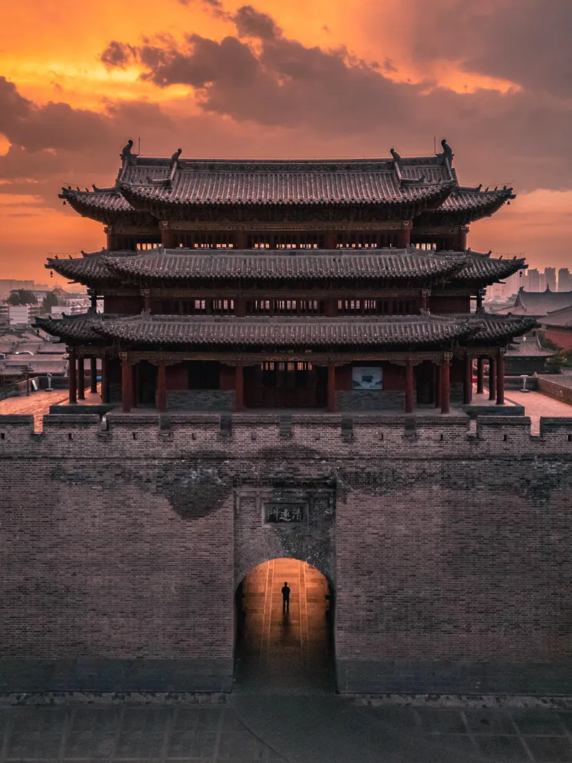 大同城楼手机壁纸｜山西古城背景图片 - 黄昏晚霞「哲风壁纸」