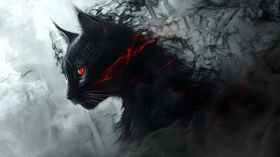 4k黑猫红眼壁纸|烟雾背景图片 - 红色纹路猫咪「哲风壁纸」 4k黑猫红眼壁纸|烟雾背景图片 - 红色纹路猫咪「哲风壁纸」