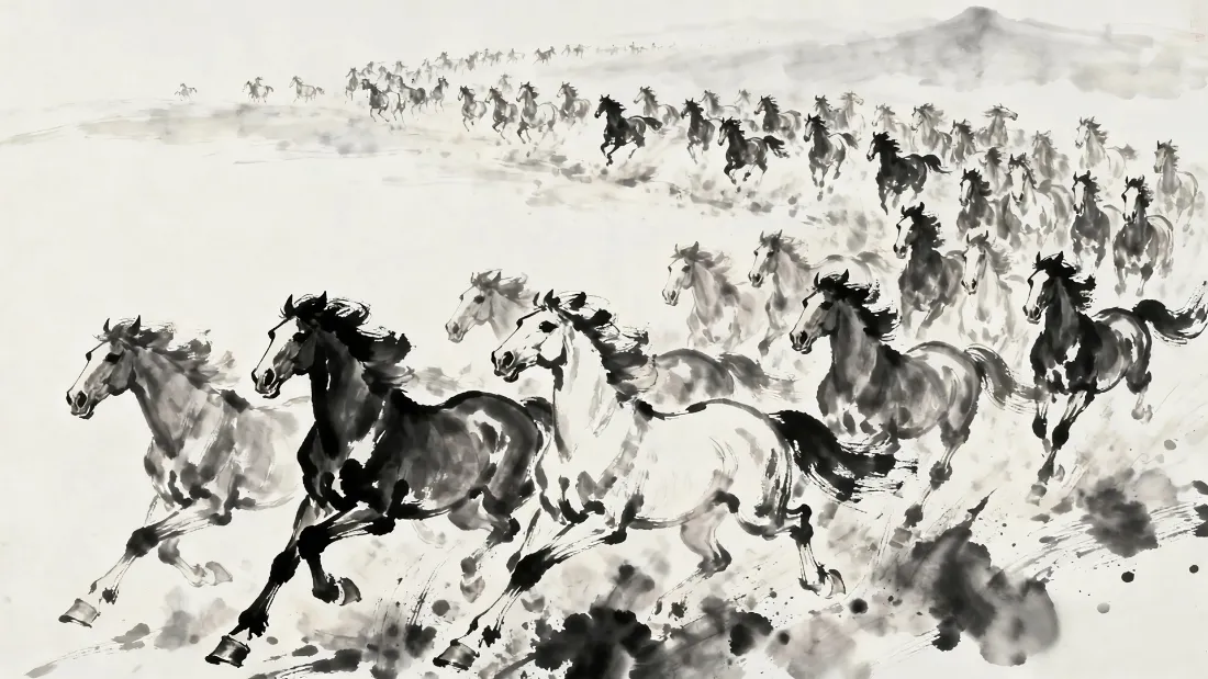 2k万马奔腾国画壁纸|水墨奔马背景图片 - 国风「哲风壁纸」 2k万马奔腾国画壁纸|水墨奔马背景图片 - 国风「哲风壁纸」
