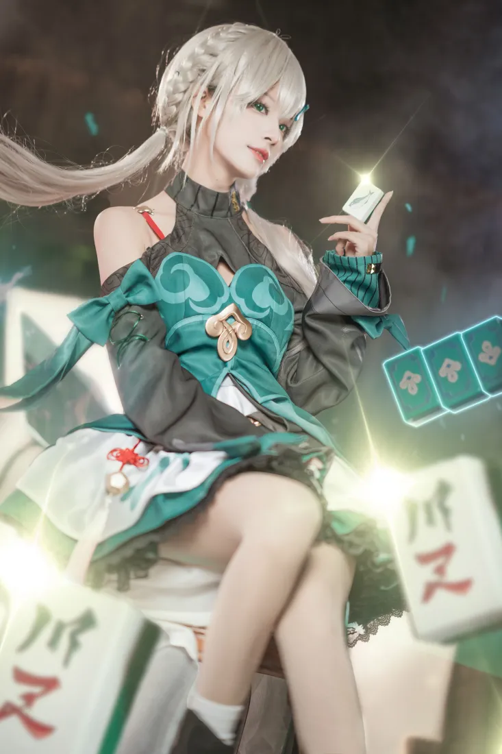雀魂cos手机壁纸｜麻将背景图片 - 绿黑少女「哲风壁纸」