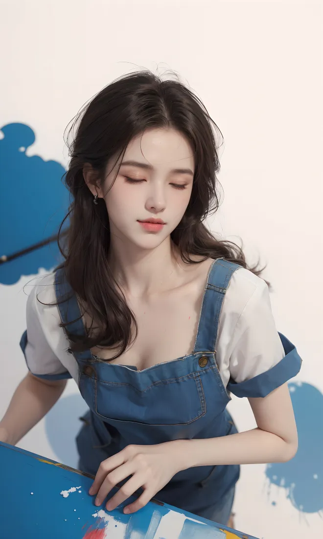 蓝白裙美女手机壁纸|艺术背景图 - 温柔闭眼「哲风壁纸」 蓝白裙美女手机壁纸|艺术背景图 - 温柔闭眼「哲风壁纸」