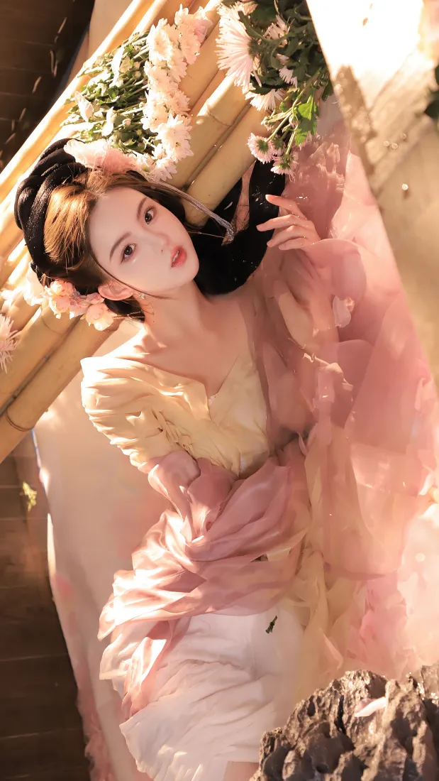 古风美女手机壁纸｜粉色纱裙背景图 - 复古装饰「哲风壁纸」