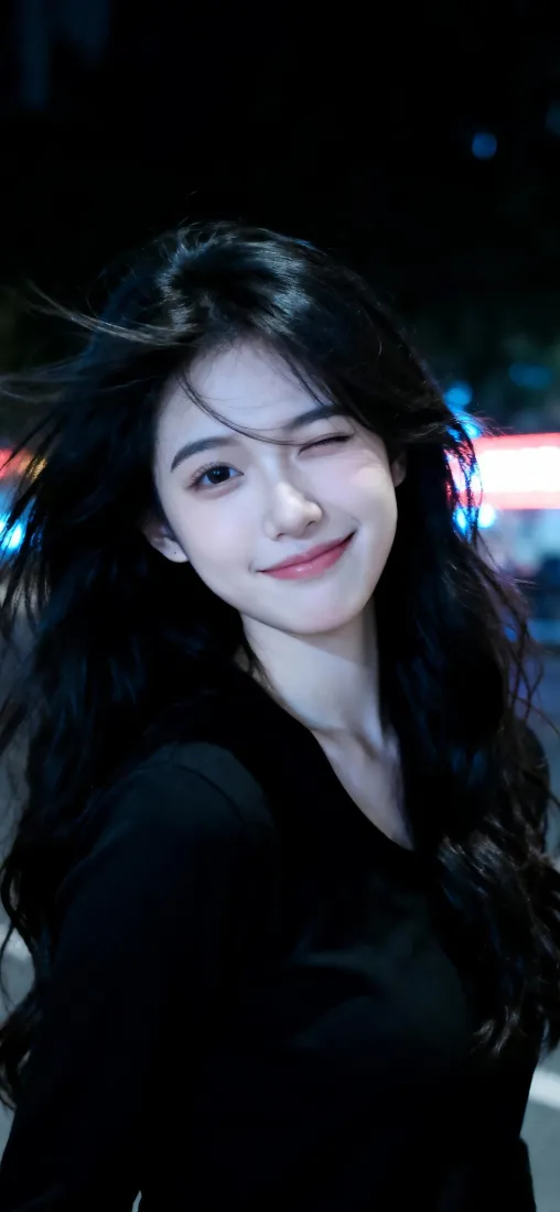 黑衣美女手机壁纸|夜景背景图片 - 微笑长发「哲风壁纸」 黑衣美女手机壁纸|夜景背景图片 - 微笑长发「哲风壁纸」