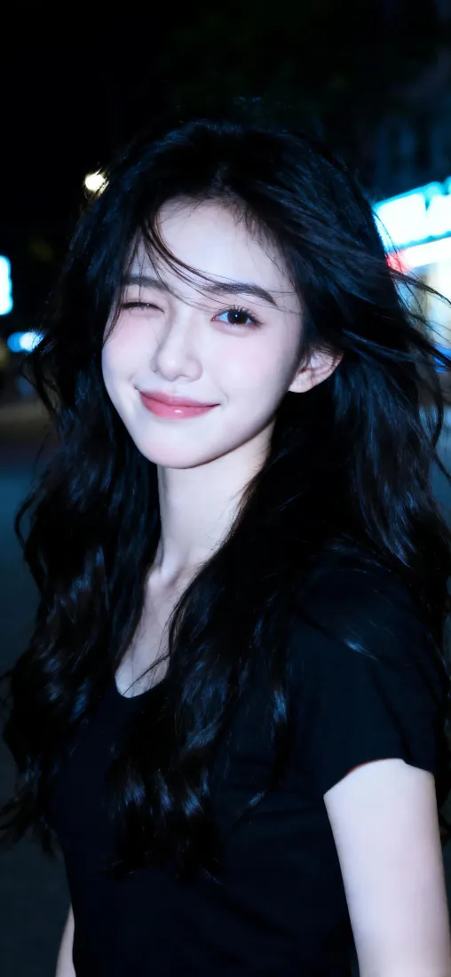 黑衣美女手机壁纸|夜景背景图片 - 微笑长发「哲风壁纸」 黑衣美女手机壁纸|夜景背景图片 - 微笑长发「哲风壁纸」