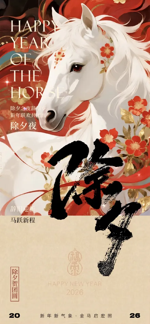 马年除夕白马手机壁纸｜中国风背景图片 - 春节「哲风壁纸」
