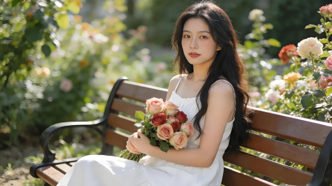 5k白衣少女壁纸|花丛背景 - 鲜花美女「哲风壁纸」 5k白衣少女壁纸|花丛背景 - 鲜花美女「哲风壁纸」