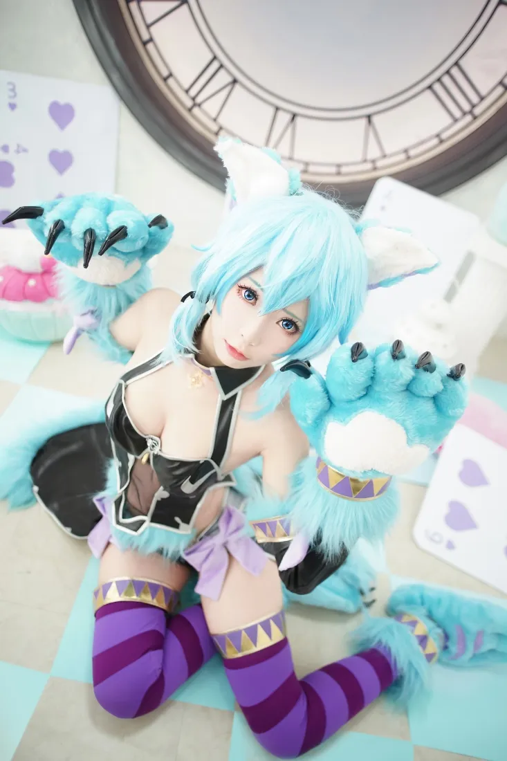 蓝发猫耳娘手机壁纸|cosplay背景图 - 扑克牌角色扮演「哲风壁纸」 蓝发猫耳娘手机壁纸|cosplay背景图 - 扑克牌角色扮演「哲风壁纸」