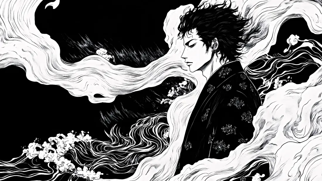 4k水墨浪客壁纸|黑白水墨背景图片 - 日式武士插画「哲风壁纸」 4k水墨浪客壁纸|黑白水墨背景图片 - 日式武士插画「哲风壁纸」