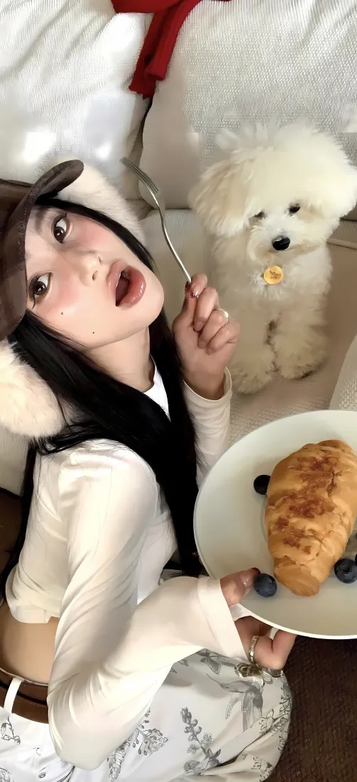 可爱美女比熊手机壁纸|ins风背景 - 面包蓝莓「哲风壁纸」 可爱美女比熊手机壁纸|ins风背景 - 面包蓝莓「哲风壁纸」