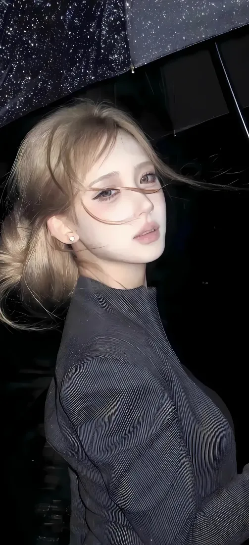 金发美女手机壁纸｜雨夜背景图片 - 闪光灯「哲风壁纸」