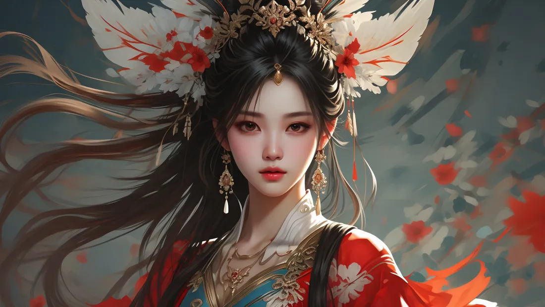 3k红衣古装美⼥壁紙｜古風背景圖⽚ - 漢服華服「哲风壁纸」