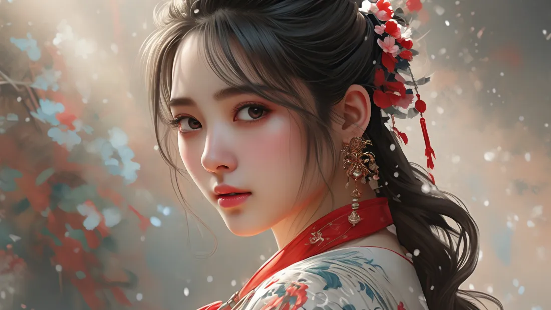 3k古装美女壁纸｜古风背景图 - AI风格美女古装「哲风壁纸」