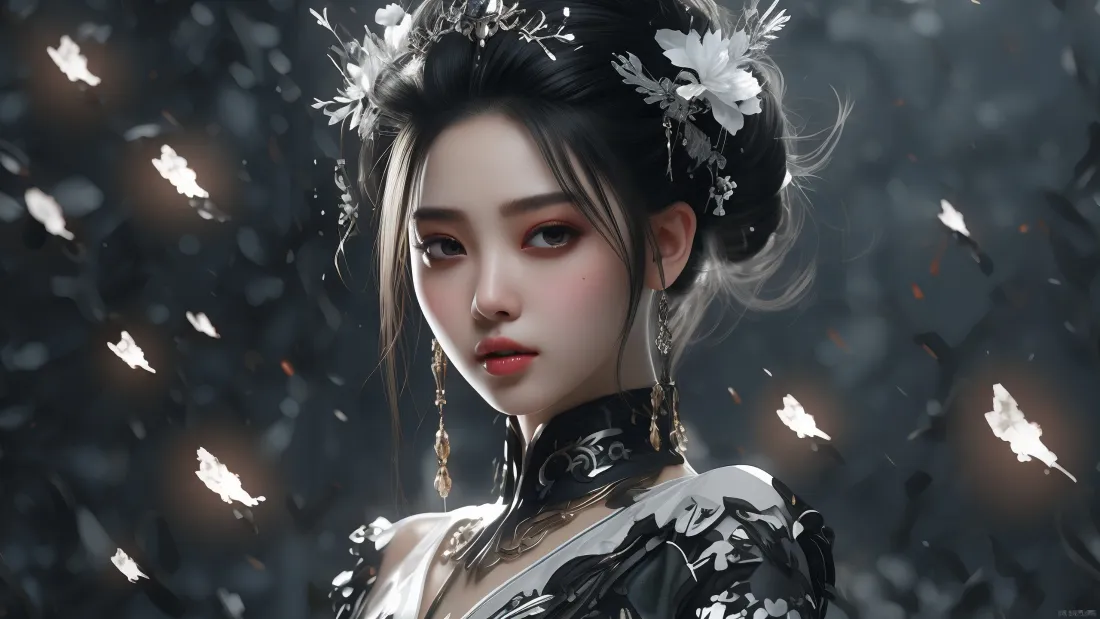 3kAI古装美女壁纸｜雪花背景图片 - 2K美女「哲风壁纸」