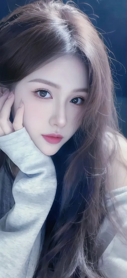 长发美女手机壁纸｜暗色背景图片 - Ios美女「哲风壁纸」