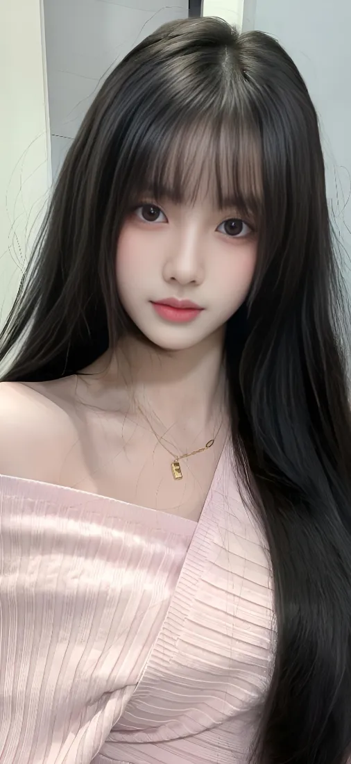 长发美女手机壁纸|粉色上衣背景 - Ios「哲风壁纸」 长发美女手机壁纸|粉色上衣背景 - Ios「哲风壁纸」
