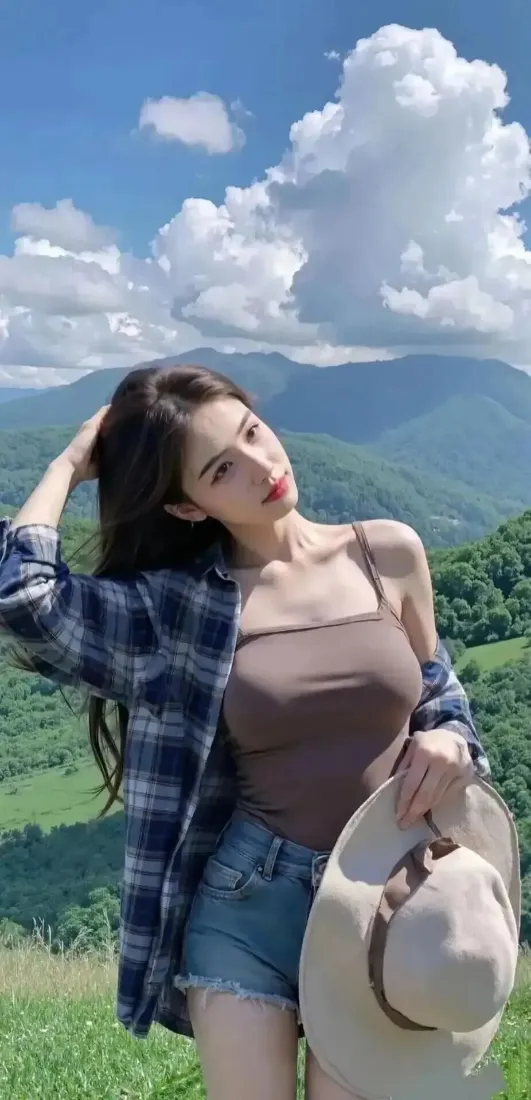 户外美女手机壁纸|青山草地背景图 - 格子衬衫草帽「哲风壁纸」 户外美女手机壁纸|青山草地背景图 - 格子衬衫草帽「哲风壁纸」