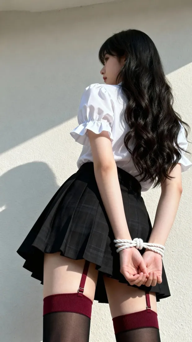 绑手美女手机壁纸|白墙背景图片 - 黑短裙红袜黑丝「哲风壁纸」 绑手美女手机壁纸|白墙背景图片 - 黑短裙红袜黑丝「哲风壁纸」