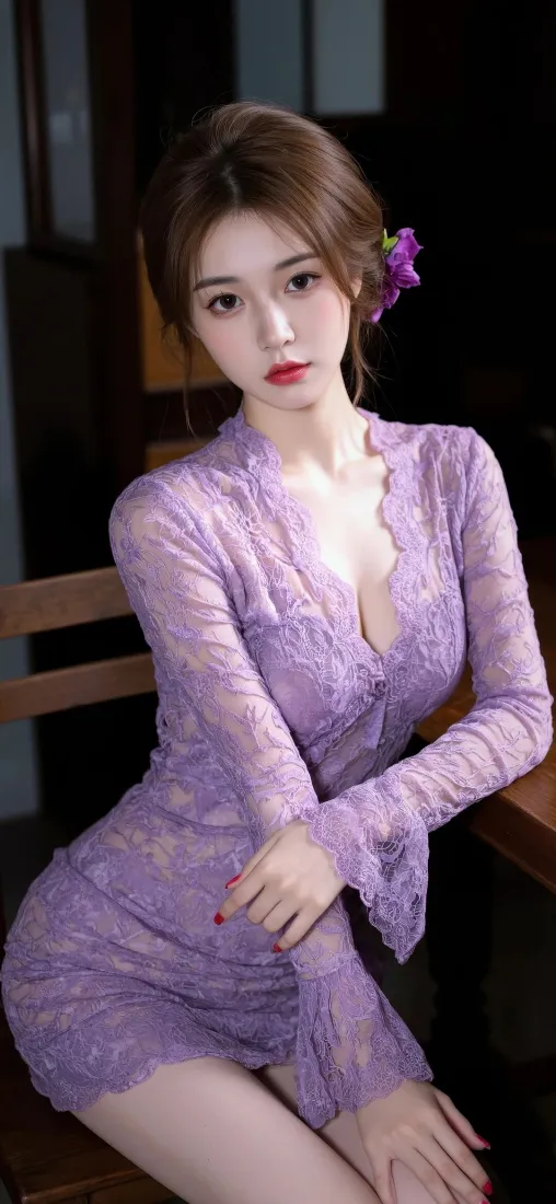 紫色蕾丝裙美女手机壁纸|室内背景图片 - 迷人「哲风壁纸」 紫色蕾丝裙美女手机壁纸|室内背景图片 - 迷人「哲风壁纸」
