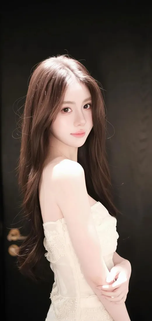 白衣美女手机壁纸｜暗色背景图片 - 迷人「哲风壁纸」