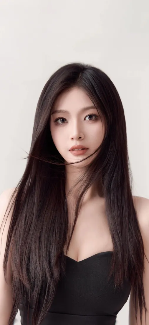 黑衣长发美女手机壁纸|浅灰背景图片 - 时尚优雅「哲风壁纸」 黑衣长发美女手机壁纸|浅灰背景图片 - 时尚优雅「哲风壁纸」