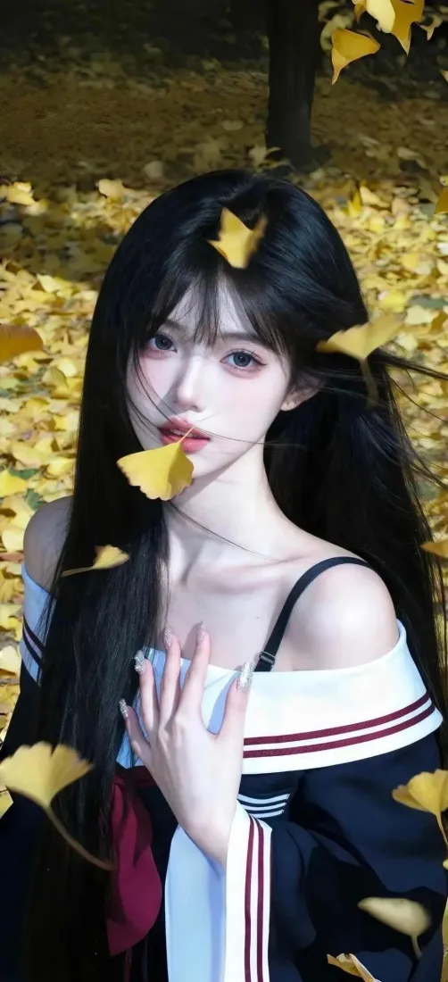 黑衣美女手机壁纸|银杏叶背景图片 - 秋日氛围感「哲风壁纸」 黑衣美女手机壁纸|银杏叶背景图片 - 秋日氛围感「哲风壁纸」