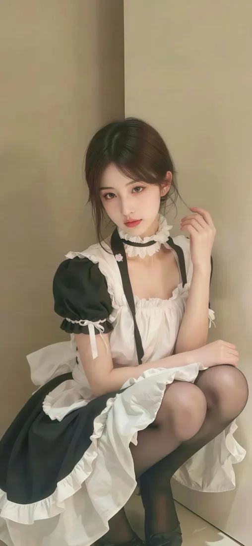 女仆装美女手机壁纸｜室内背景图 - 黑丝Ios「哲风壁纸」