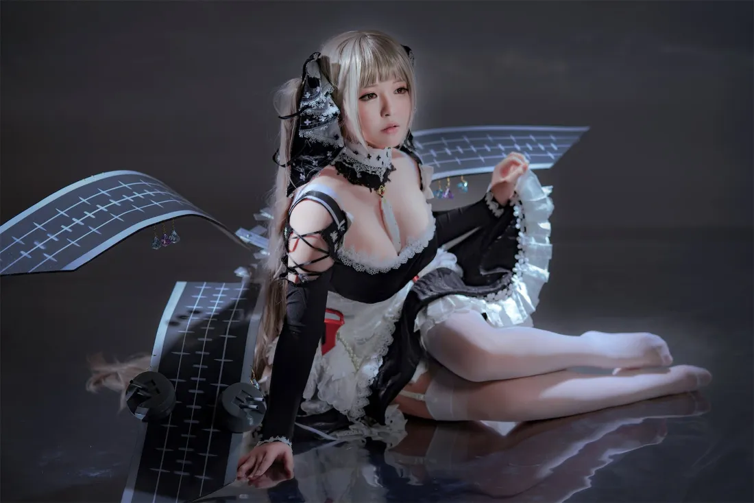 2k科技女仆cosplay壁纸｜科幻背景图片 - 灯光女仆装「哲风壁纸」