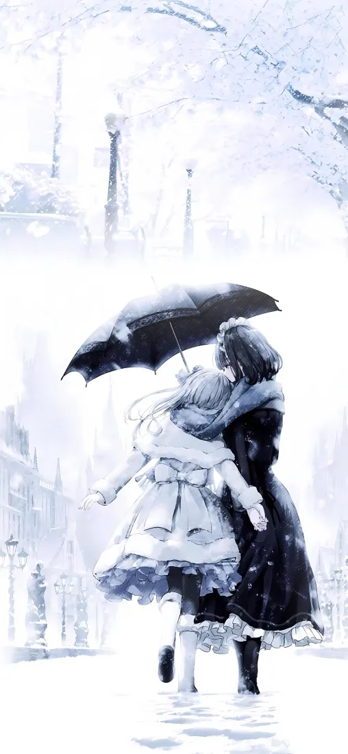 动漫情侣雪景手机壁纸|下雪雨伞背景 - 冬日拥抱「哲风壁纸」 动漫情侣雪景手机壁纸|下雪雨伞背景 - 冬日拥抱「哲风壁纸」