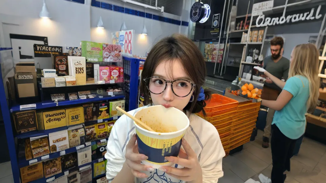 2k眼镜美女壁纸｜便利店背景图 - 关东煮「哲风壁纸」