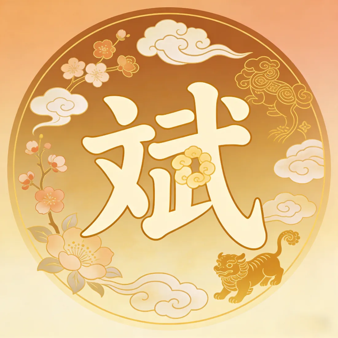 斌古风手机壁纸｜国风背景 - 祥云老虎花卉「哲风壁纸」