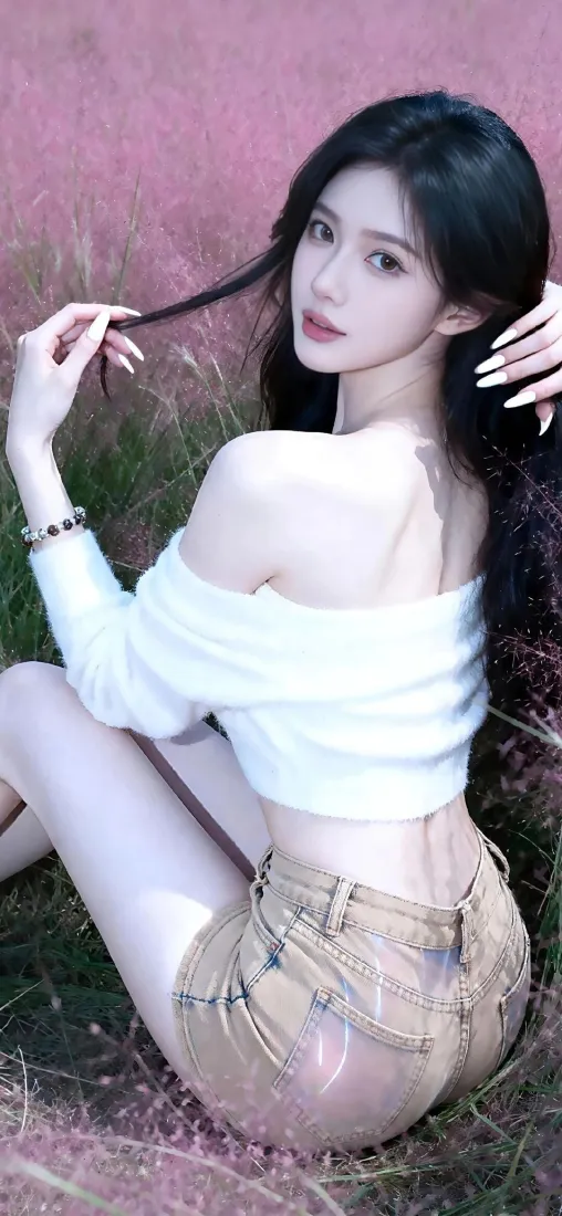 纯欲美女手机壁纸|粉黛草地背景图片 - iOS适配「哲风壁纸」 纯欲美女手机壁纸|粉黛草地背景图片 - iOS适配「哲风壁纸」