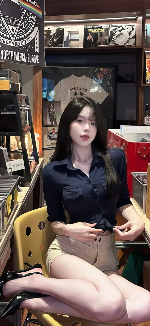 美女手机壁纸|唱片店背景图片 - IOS风穿搭「哲风壁纸」 美女手机壁纸|唱片店背景图片 - IOS风穿搭「哲风壁纸」