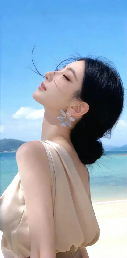 海边美女手机壁纸｜蓝天海景背景图片 - IOS专用「哲风壁纸」