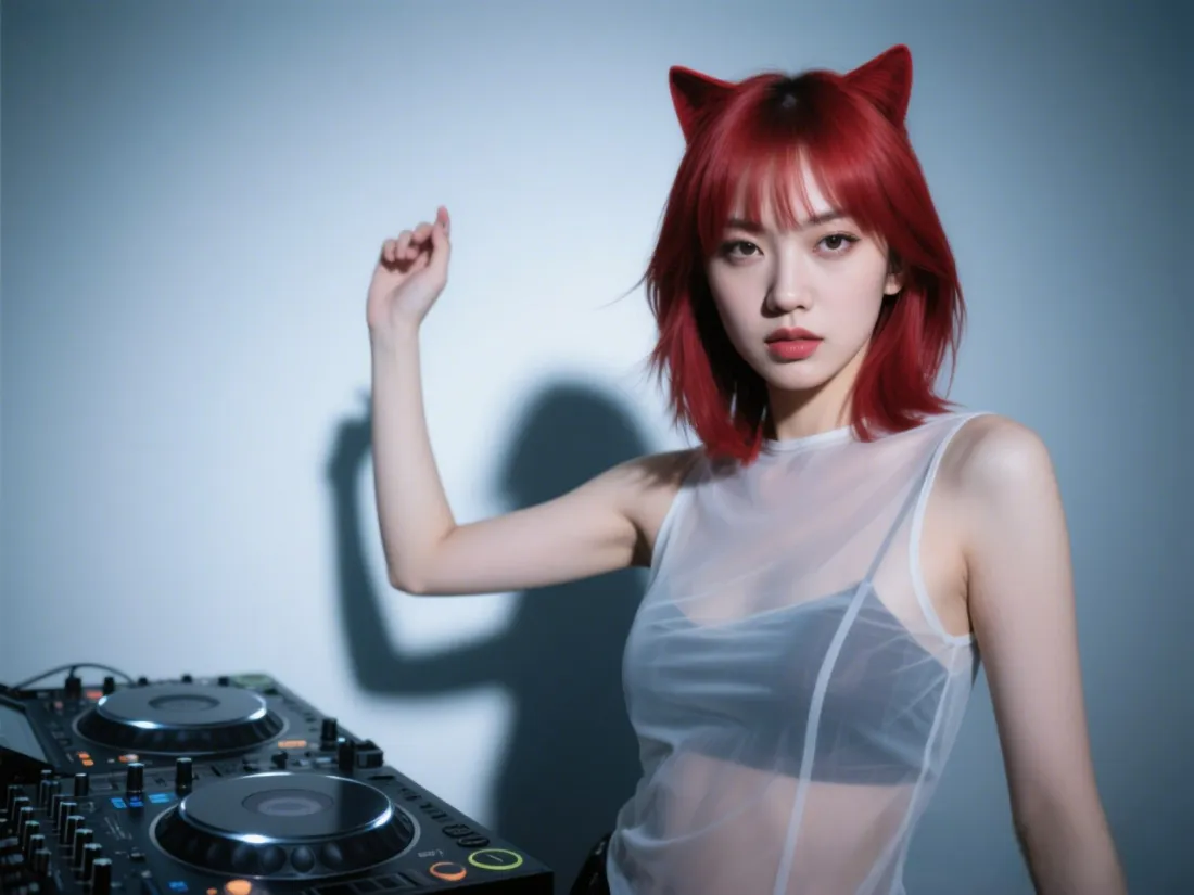 3k红发猫耳DJ壁纸|打碟场景背景图片 - 酷飒性感美女「哲风壁纸」 3k红发猫耳DJ壁纸|打碟场景背景图片 - 酷飒性感美女「哲风壁纸」