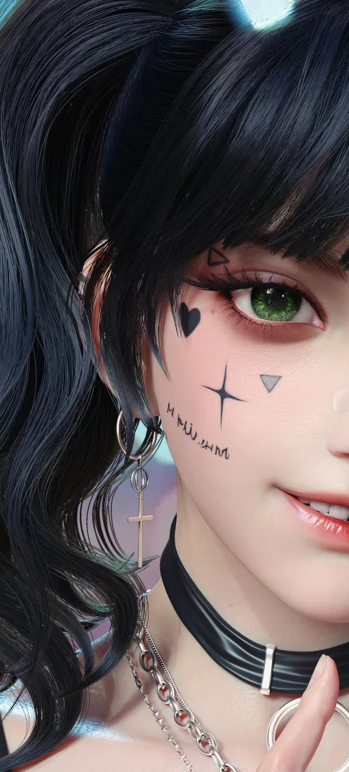 暗黑少女手机壁纸｜个性妆容背景图片 - 二次元人像「哲风壁纸」