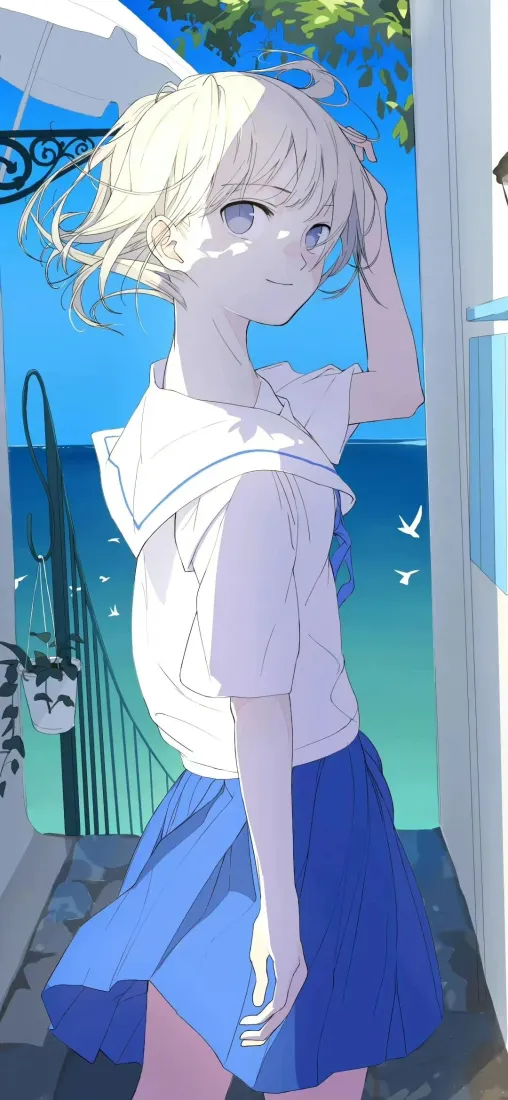 水手服少女手机壁纸|海边背景图片 - 夏日清新「哲风壁纸」 水手服少女手机壁纸|海边背景图片 - 夏日清新「哲风壁纸」