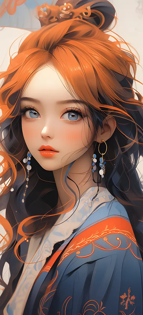 橙发古风少女手机壁纸|汉服背景图片 - 国风美女「哲风壁纸」 橙发古风少女手机壁纸|汉服背景图片 - 国风美女「哲风壁纸」