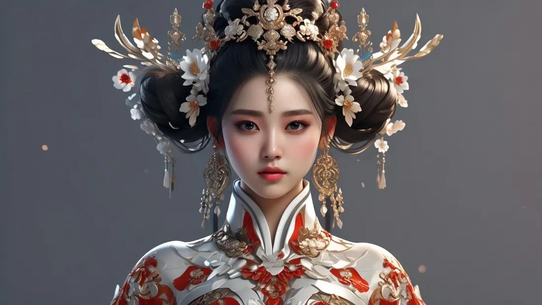 3k古装秀禾美女壁纸|灰色背景图片 - AI国风创作「哲风壁纸」 3k古装秀禾美女壁纸|灰色背景图片 - AI国风创作「哲风壁纸」