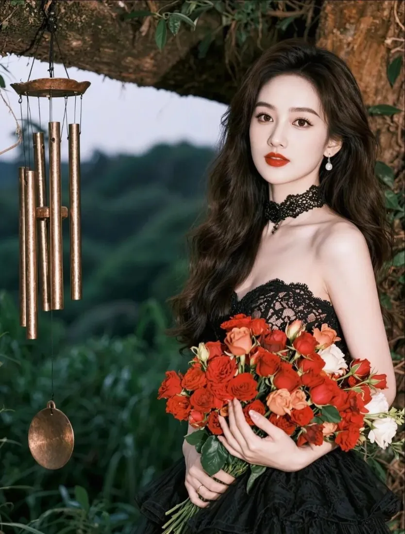 黑裙美女手机壁纸|山林户外背景图片 - 红玫瑰手捧花「哲风壁纸」 黑裙美女手机壁纸|山林户外背景图片 - 红玫瑰手捧花「哲风壁纸」