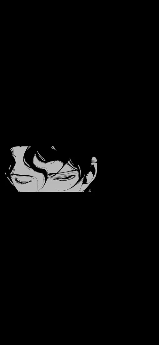 黑白线条风手机壁纸｜动漫人物背景图片 - 半脸闭眼「哲风壁纸」