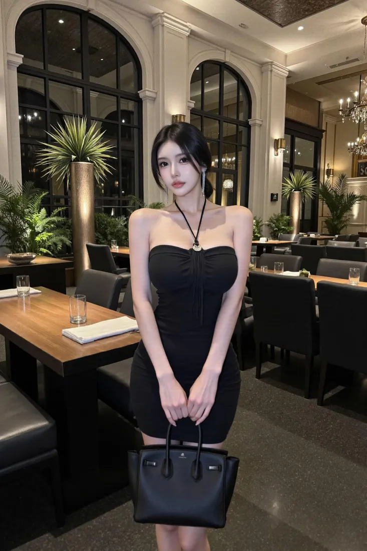 黑色抹胸裙美女手机壁纸|轻奢餐厅背景图片 - 手机「哲风壁纸」 黑色抹胸裙美女手机壁纸|轻奢餐厅背景图片 - 手机「哲风壁纸」