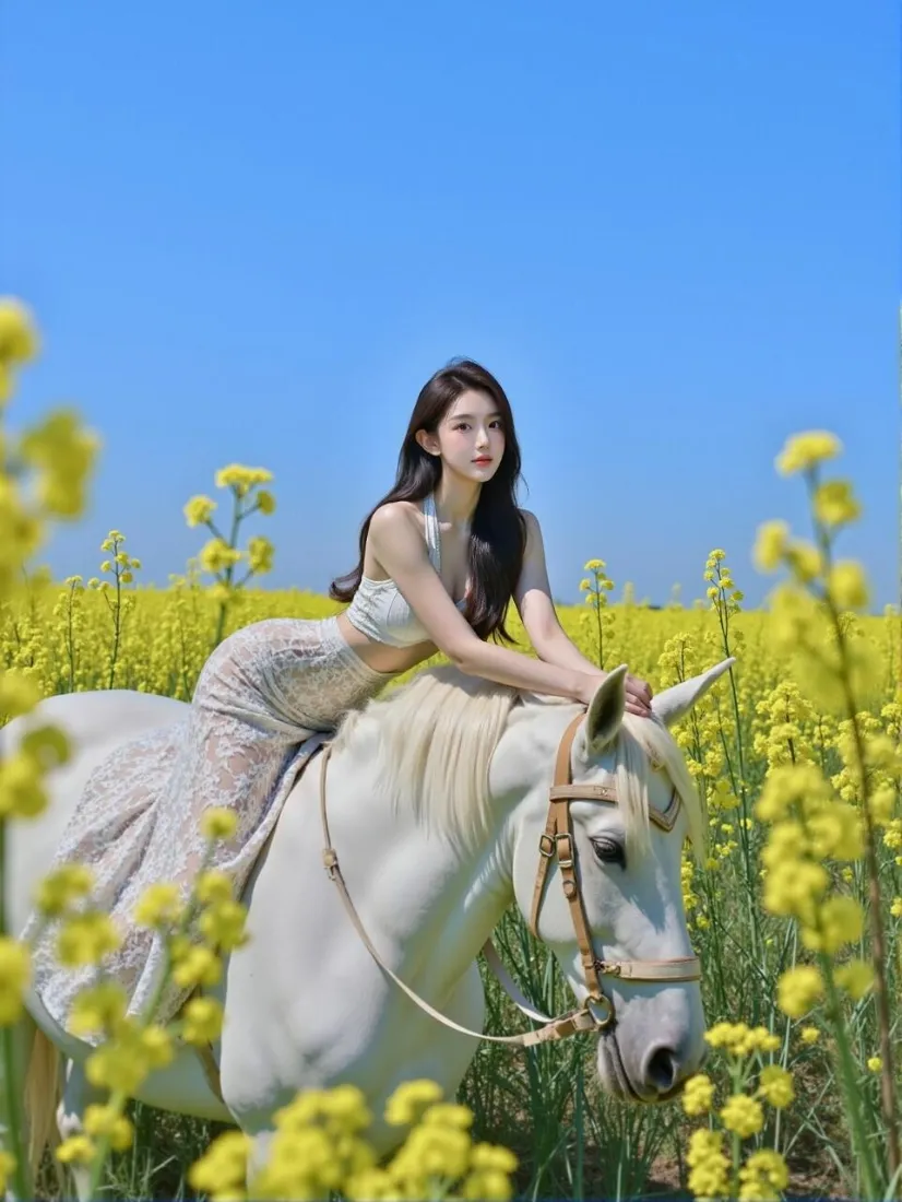 美女白马手机壁纸|油菜花田背景图片 - 晴朗户外「哲风壁纸」 美女白马手机壁纸|油菜花田背景图片 - 晴朗户外「哲风壁纸」