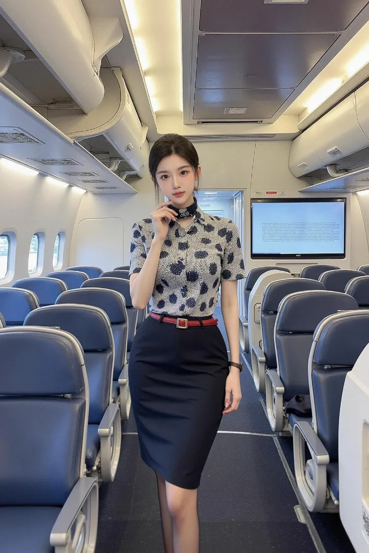 空姐手机壁纸｜飞机客舱背景图片 - 气质职业女性「哲风壁纸」