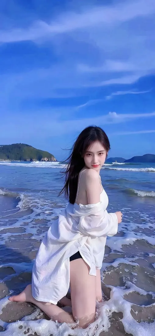 海边美女手机壁纸｜海景背景图片 - 清新夏日「哲风壁纸」