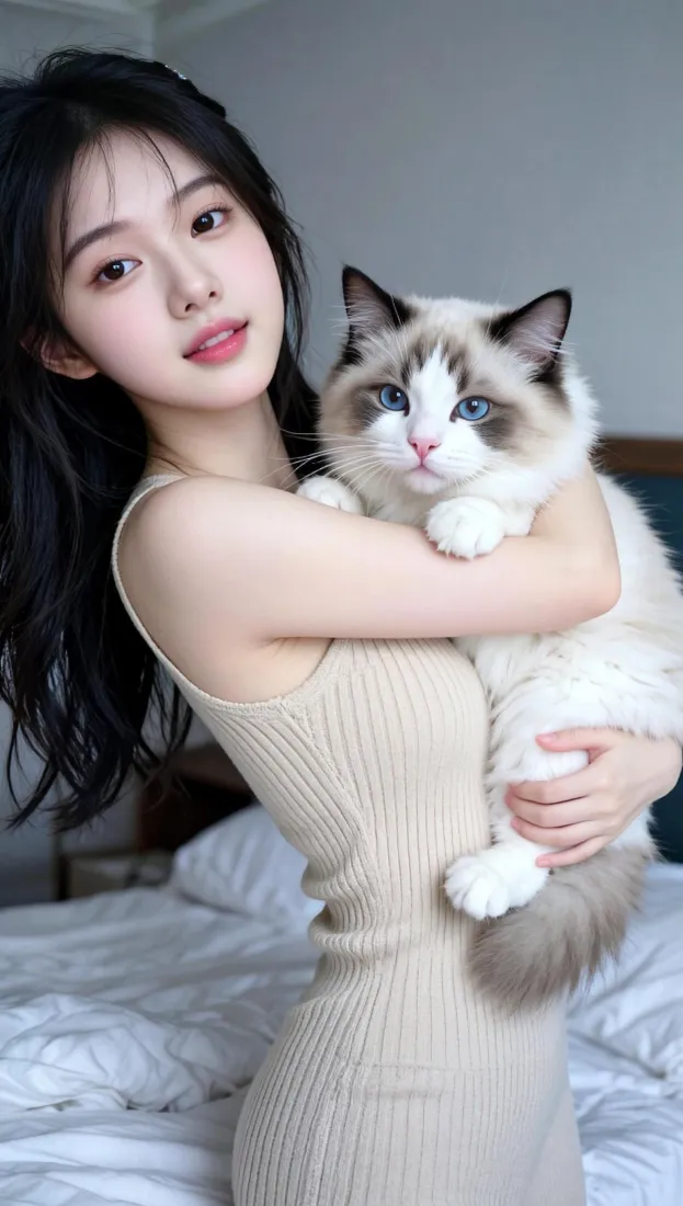 美女手机壁纸|居家背景图片 - 抱猫少女「哲风壁纸」 美女手机壁纸|居家背景图片 - 抱猫少女「哲风壁纸」