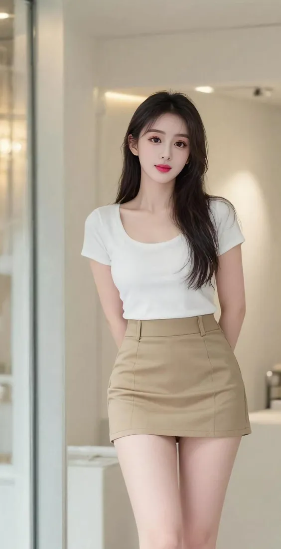 清纯美女手机壁纸｜室内背景图片 - 简约穿搭「哲风壁纸」
