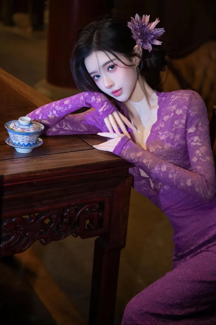 紫色美女手机壁纸｜手机背景图片 - 中式氛围感「哲风壁纸」